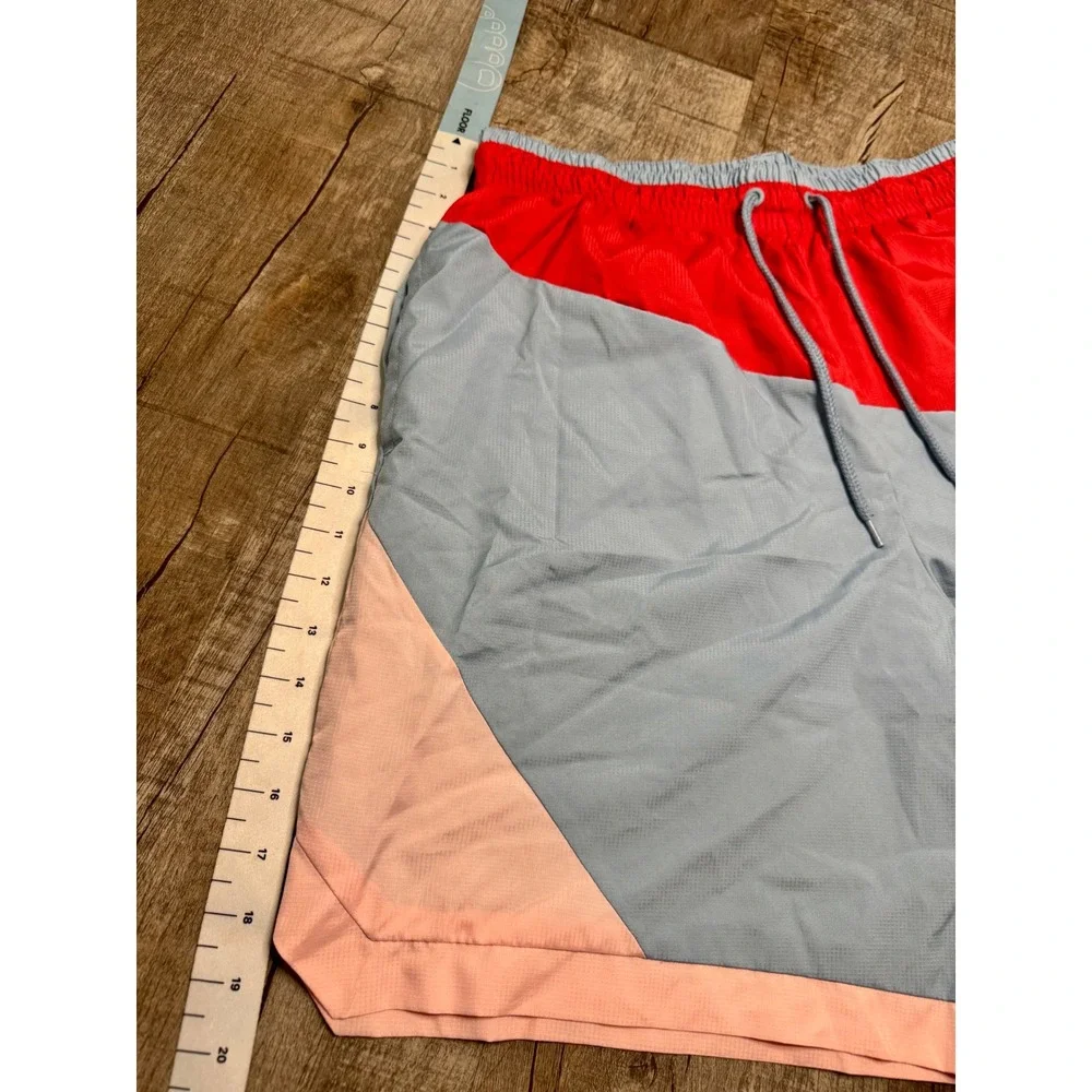 Nike Mens Colorblock Ripstop Athletic Shorts Blue Red Pink Size Large